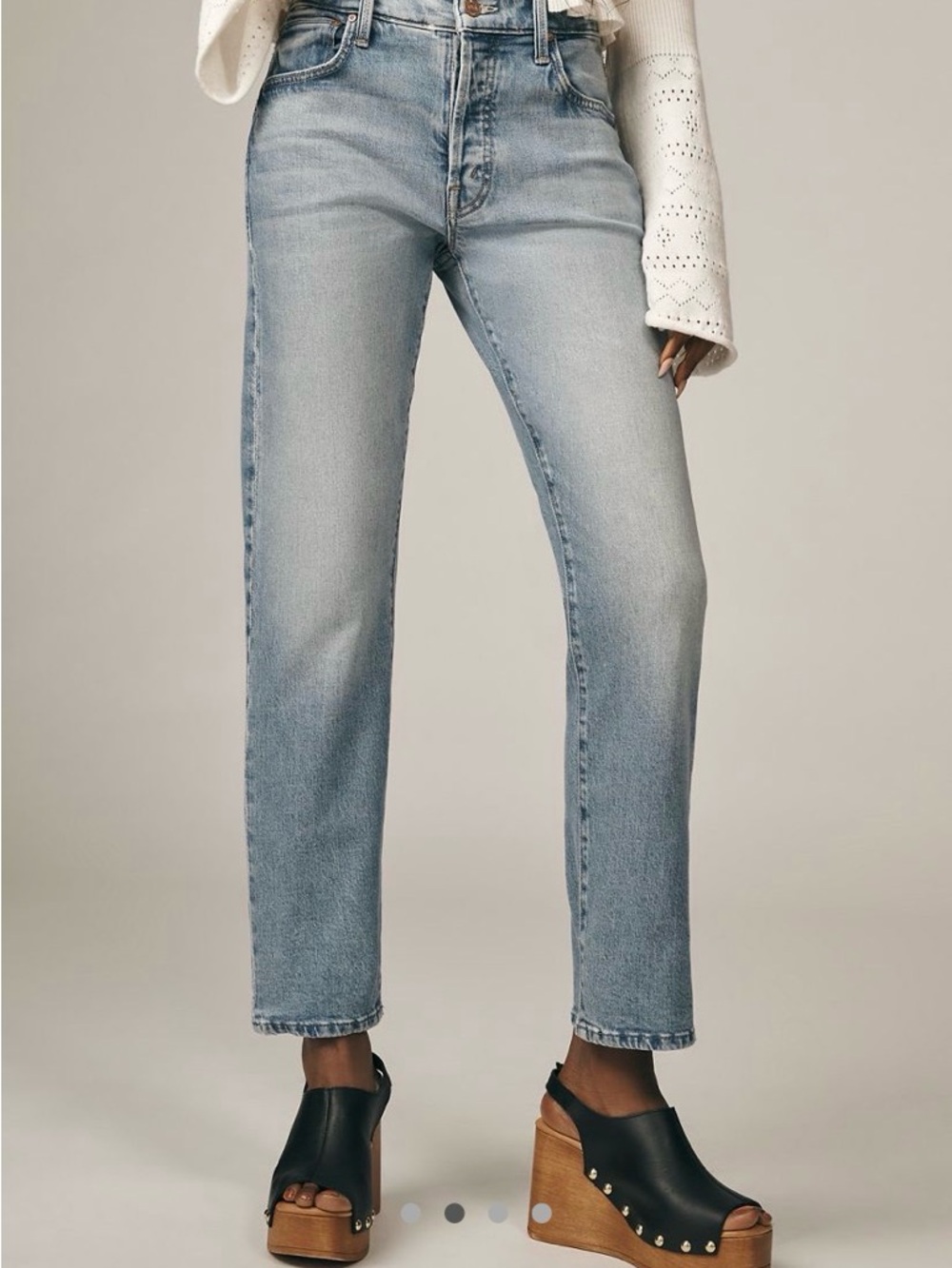 MOTHER The Hiker Hover Mid-Rise Straight Leg Jeans in Fight For Your Right